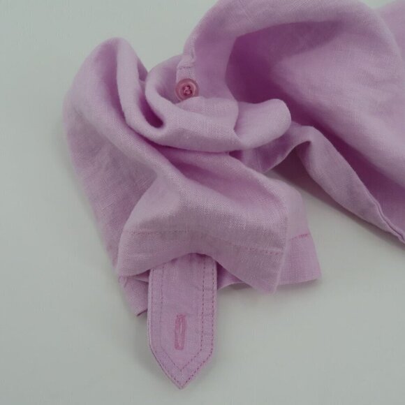 Island Importer Womens Large Purple Long Roll Tab Sleeves Linen Tunic Shirt Top - Picture 8 of 12